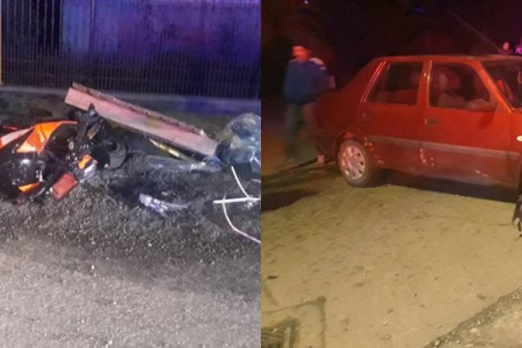 VIDEO - Accident violent pe o stradă din Bistrița. Doi adolescenți pe motocicletă au fost izbiți de un șofer beat