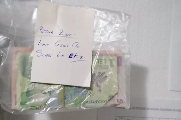Clujeni de omenie, pe strada Teleorman! Au găsit banii și i-au lipit de avizier - FOTO