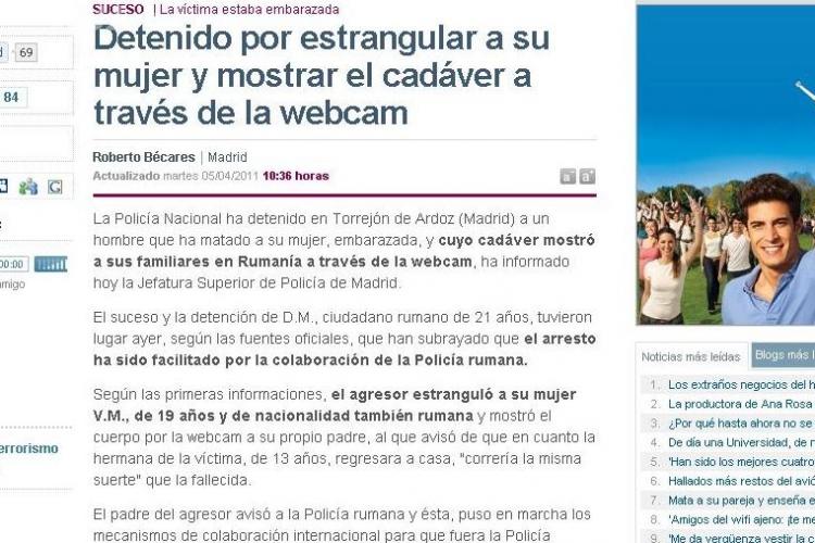 Un roman din Spania si-a ucis sotia insarcinata si a aratat cadavrul pe internet rudelor!