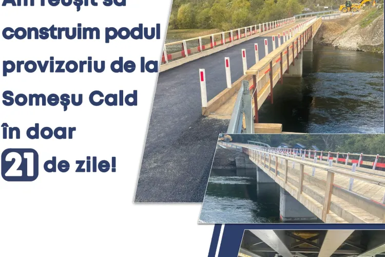 Se poate și la noi! Podul din Someșul Cald, construit în 21 de zile și dat în folosință- FOTO