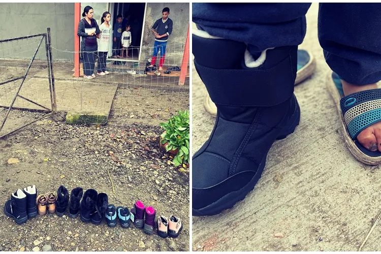 Trei clujence inimoase au încălțat copiii din trei sate: Sunt copii de 13 ani care nu au avut niciodată încălțări noi! - FOTO