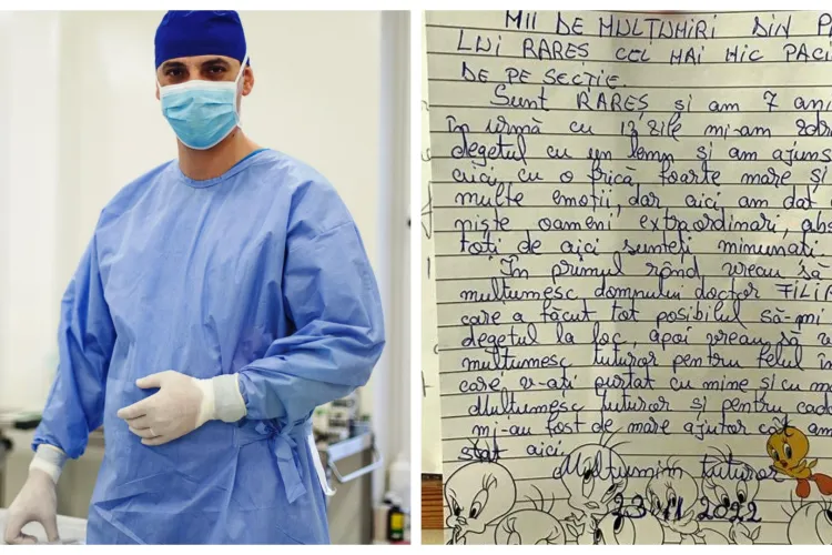 „Mulțumesc pentru felul în care v-ați purtat cu mine și cu mami”. Mesajul emoționant al unui copil pentru medicii de la Spitalul de Urgență Cluj