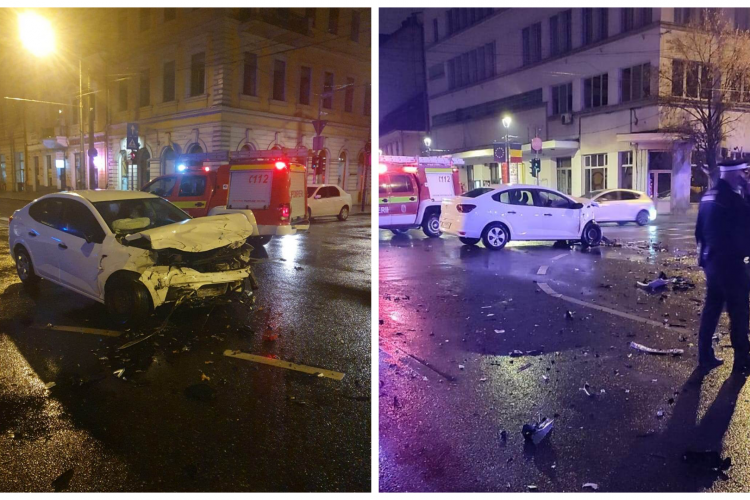 FOTO. Accident GRAV în Piața Ștefan cel Mare din Cluj-Napoca! Cântărețul Culiță Sterp, implicat în accidentul rutier