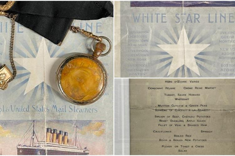 FOTO - Un ceas de buzunar, un meniu şi o listă cu pasageri de pe Titanic, vândute cu sume impresionante la o licitație
