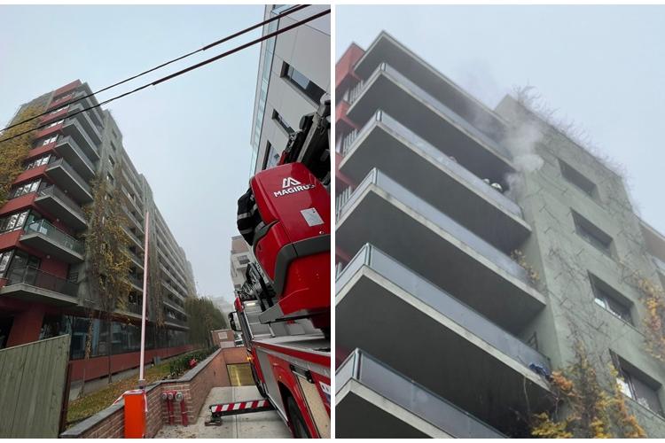 Incendiu la un bloc de pe Teodor Mihali. A luat foc un apartament de la etajul 8 - FOTO