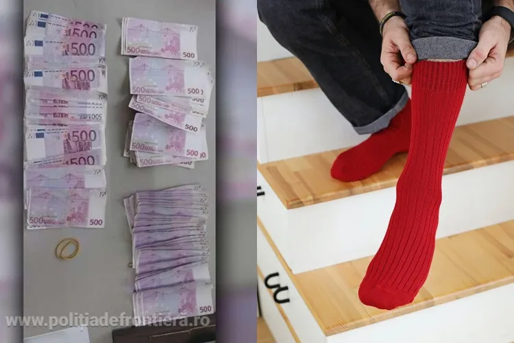 FOTO - Un bărbat, prins când încerca să intre în România cu 80.000 de euro ascunși în șosete. Ce au mai găsit polițiștii asupra sa