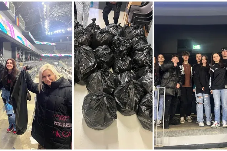 ”Japonezii” Clujului au repetat acțiunea! Au curățat Sala Polivalentă după meciul U Banca Transilvania - FOTO