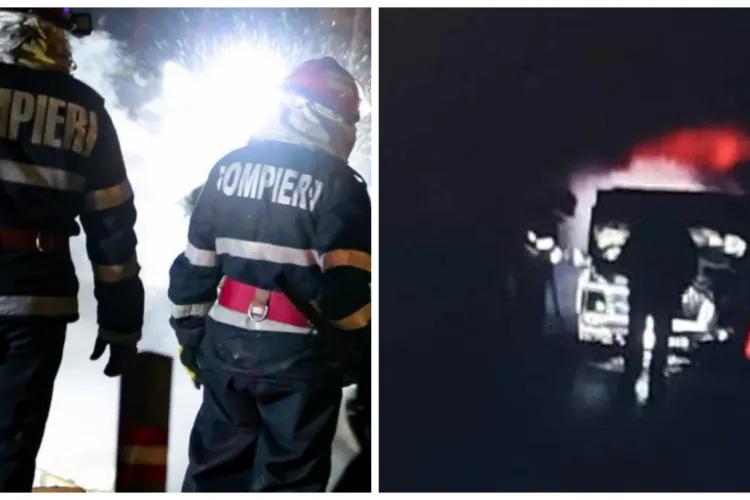 FOTO. Camion cuprins în totalitate de flăcări în Cluj. Au intervenit pompierii și un echipaj SMURD