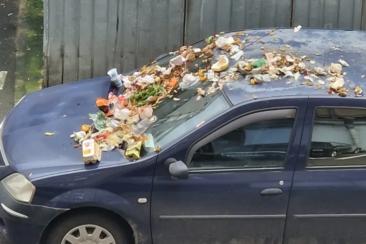 Muncitorii de la Brantner acuzați de nesimțire: ”Au aruncat gunoaiele pe o mașină!” - FOTO