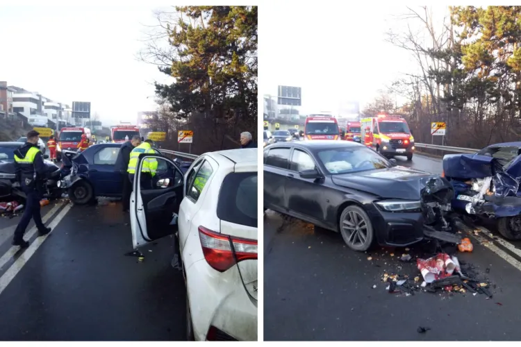 FOTO. Carambol în Feleacu în care au fost implicate 3 mașini! O minoră transportată la spital, sunt cinci victime