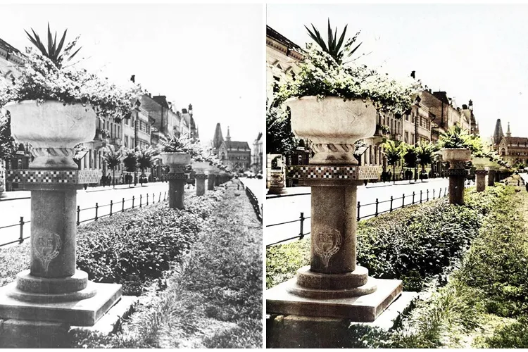 Fotografii colorizate cu strada Horea, din 1950! Clujul era verde, nu plin de betoane - FOTO