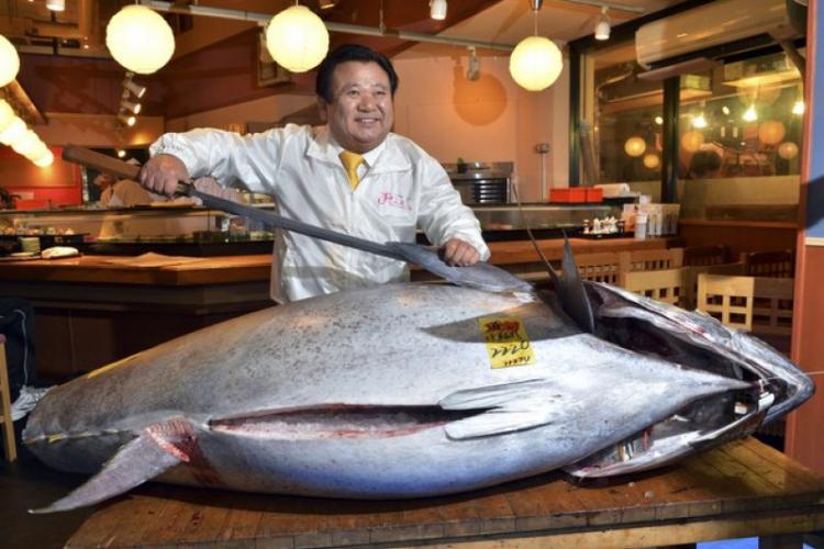 Un ton roşu de 212 kg, vândut pentru un sfert de milion de euro la tradiţionala licitaţie de Anul Nou din Tokyo