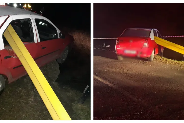 FOTO. Accident grav lângă Gârbău! Un șofer beat a intrat cu mașina într-un parapet