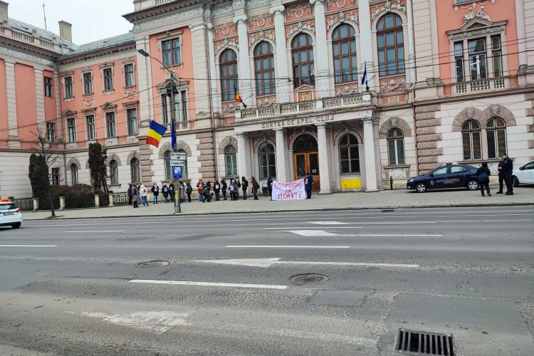 Protest în fața Curții de Apel Cluj față de restituirea câinilor de luptă proprietarilor care i-au exploatat - FOTO