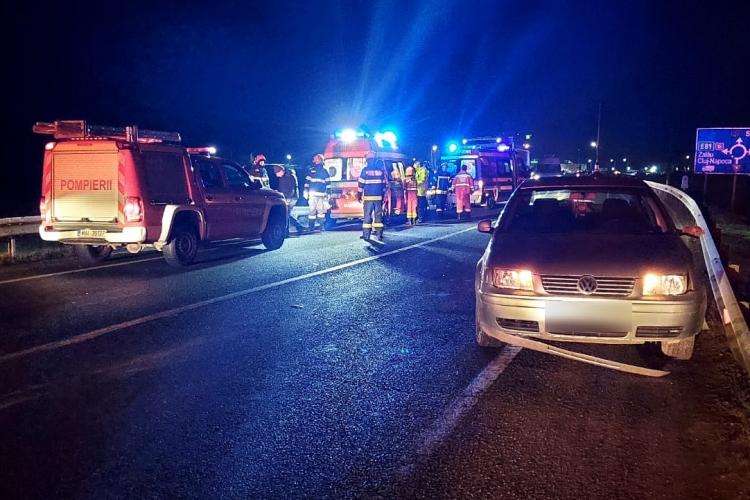 Accident pe centura Vâlcele-Apahida! Una dintre mașini s-a răsturnat - FOTO