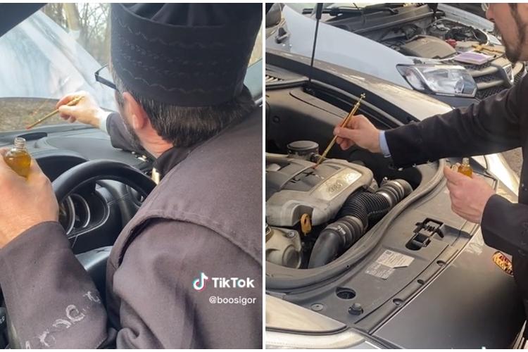 VIDEO TikTok - Cum a sfințit preotul un Porsche, pentru ca șoferul să fie ferit de rele și probleme