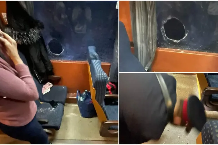 Vestul sălbatic! Tren de călători, atacat cu pietre. Cioburile din geamul spart au tăiat o pasageră pe față 