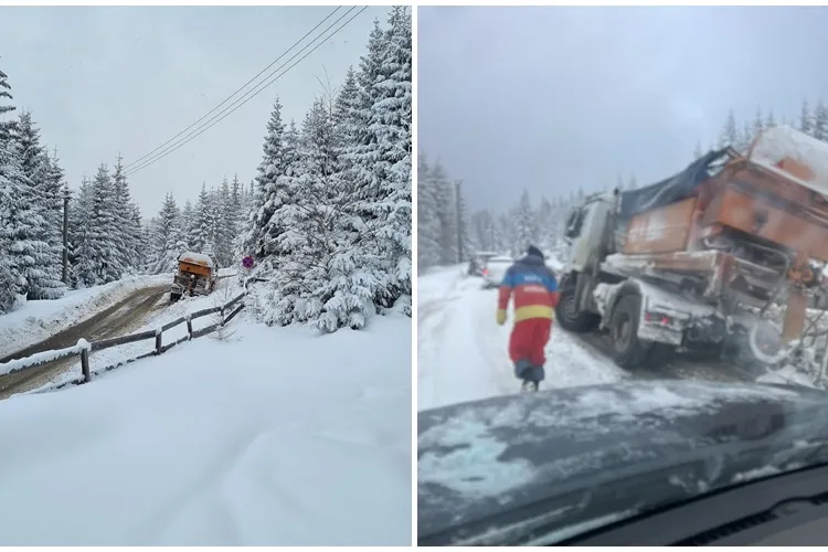 Incompetență maximă la Cluj! Mașina de deszăpezire a rămas înzăpezită la Buscat - FOTO