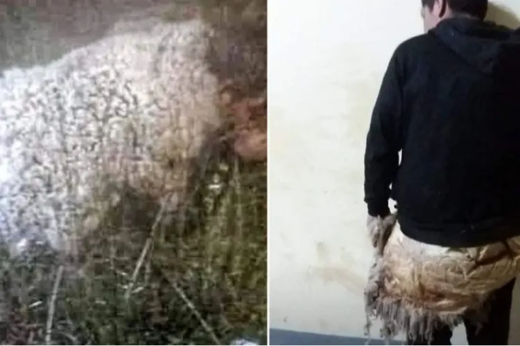 FOTO - Imagini virale cu un deținut care a încercat să evadeze din închisoare deghizat într-o oaie