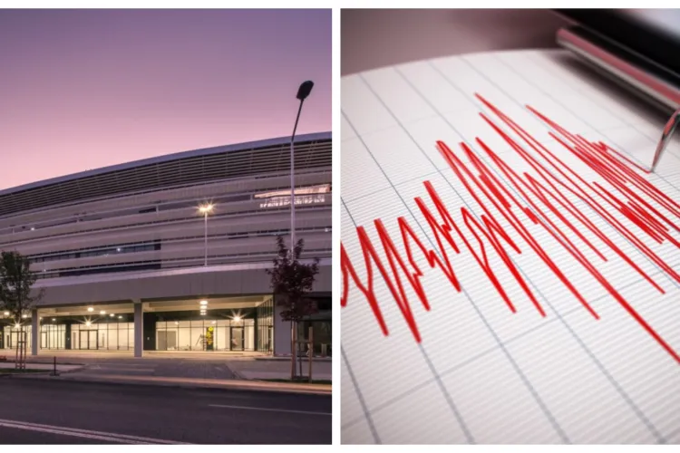 Primăria Târgu Jiu, afectată de cutremur, se mută pe stadion. Proiectul a fost realizat de arhitecţii Dico și Țigănaș, cei care au făcut şi Cluj Arena