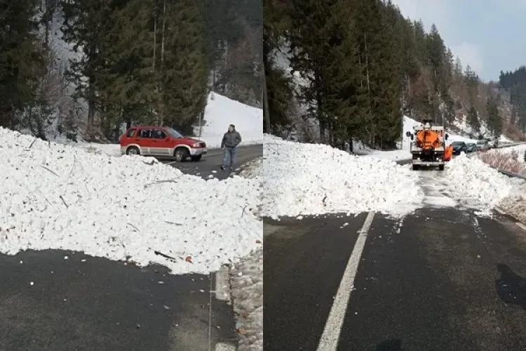 FOTO - Drum complet blocat și două localităţi rămase izolate în urma unei avalanșe