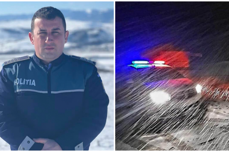 MAI spune povestea polițistului din Cluj, care a salvat o mămică ce a rămas blocată cu 3 copii în mașină, în timpul viscolului din weekend