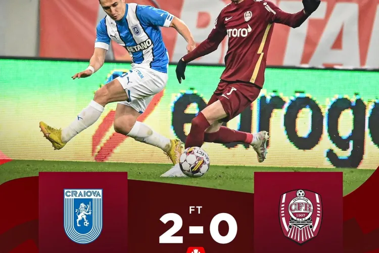 CFR Cluj, învinsă de echipa oltenilor CSU Craiova. Dan Petrescu după ce clujenii au fost bătuți cu 2 la 0: „Craiova a fost mai bună!”