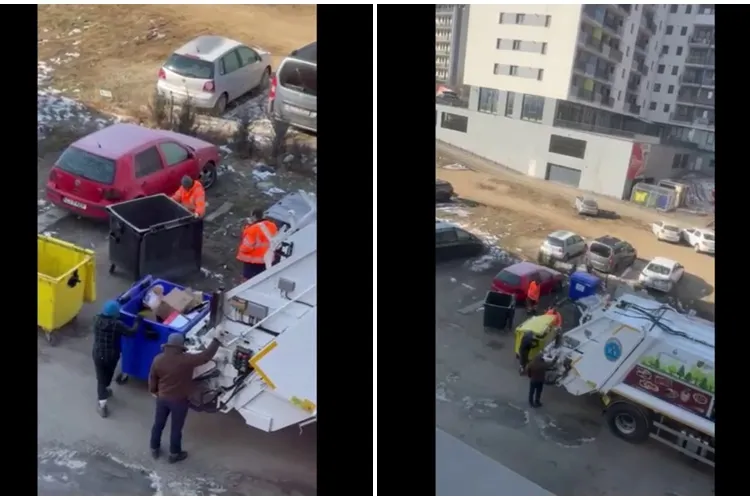 Gunoierii de la Supercom își bat joc de colectarea selectivă făcută de clujeni. Cântărirea gunoiului e numai o poveste - VIDEO