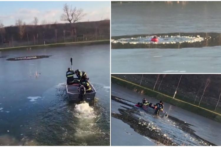 VIDEO - Doi copii, salvaţi de la înec în ultima clipă! S-a rupt gheaţa sub ei şi au căzut în râu