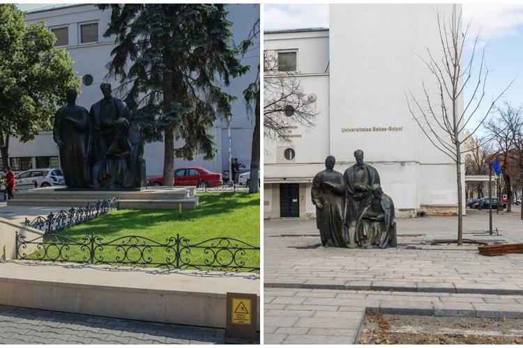 Fostul prorector UBB, Ioan Bolovan acuză că au fost distruse statuile Școala Ardeleană și Iuliu Maniu, iar statuia SF Gheorghe e pe soclu