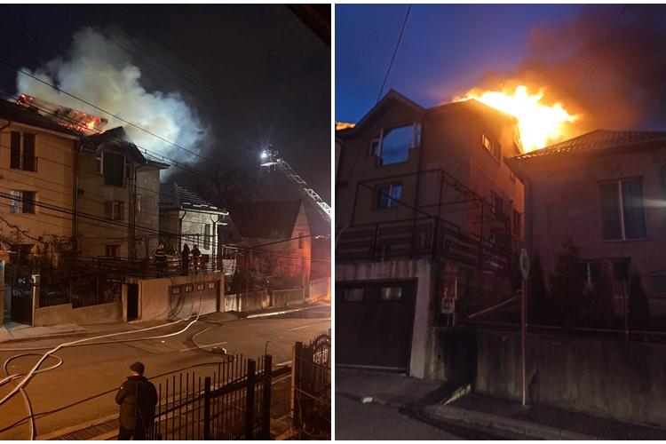 Care a fost cauza incendiului care a devastat acoperișul a 2 case din Cluj-Napoca - FOTO