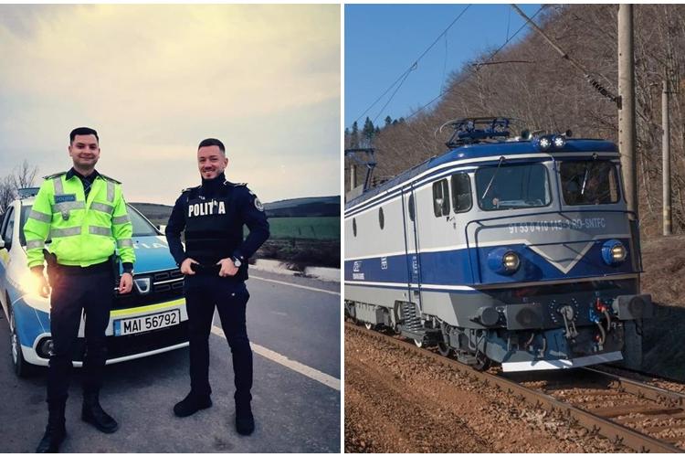Doi polițiști de ispravă! Au salvat un bărbat care stătea în fața trenului cu gânduri negre  - FOTO