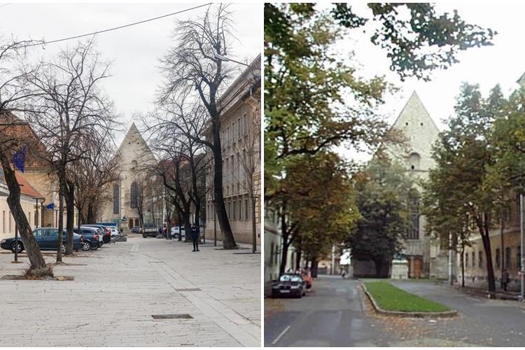 Clujul, orașul betoanelor de cinci stele! Cum arată strada Kogălniceanu numai cu dale și câțiva copaci - FOTO
