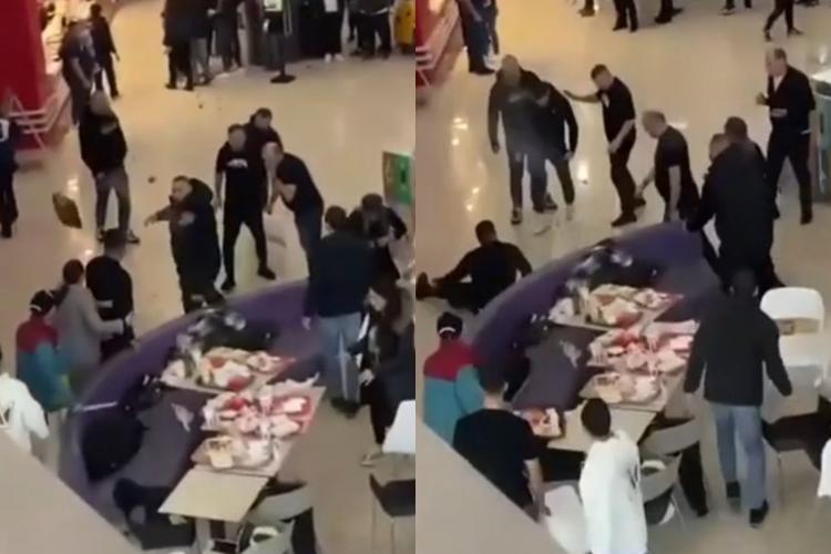 VIDEO - Bătaie generală într-un mall din România. Au aruncat cu scaune și tăvi prin food-court