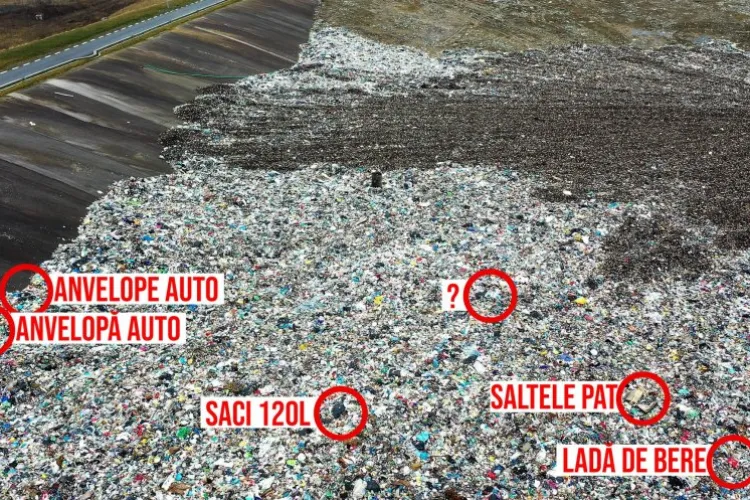 Haos la groapa ecologică de gunoi de lângă Pata Rât! Din dronă se vede cum au fost aruncate saltele, lăzi de bere și cauciucuri