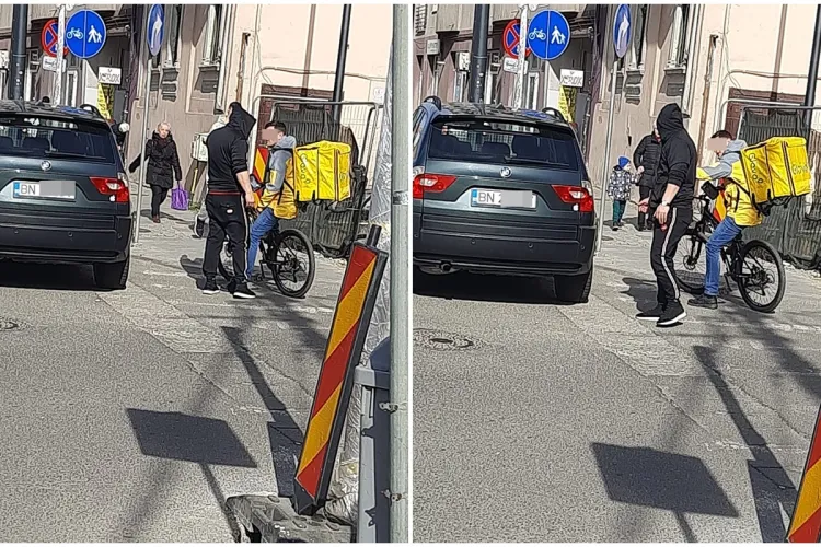 Cluj: Curier Glovo, amenințat violent lângă Platinia. ”Te o..r!” - FOTO