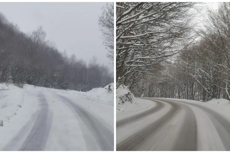 FOTO. Se circulă greu pe drumurile din Cluj: „Grijă pe Făget-Ciurila, e gheață pe unele porțiuni”