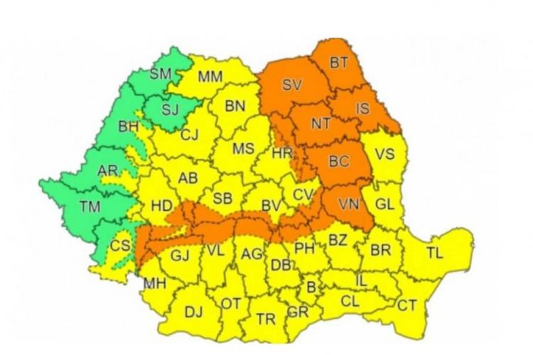  COD GALBEN de ninsori  și viscol la Cluj. ANM a actualizat prognoza meteo, vortex polar peste România!