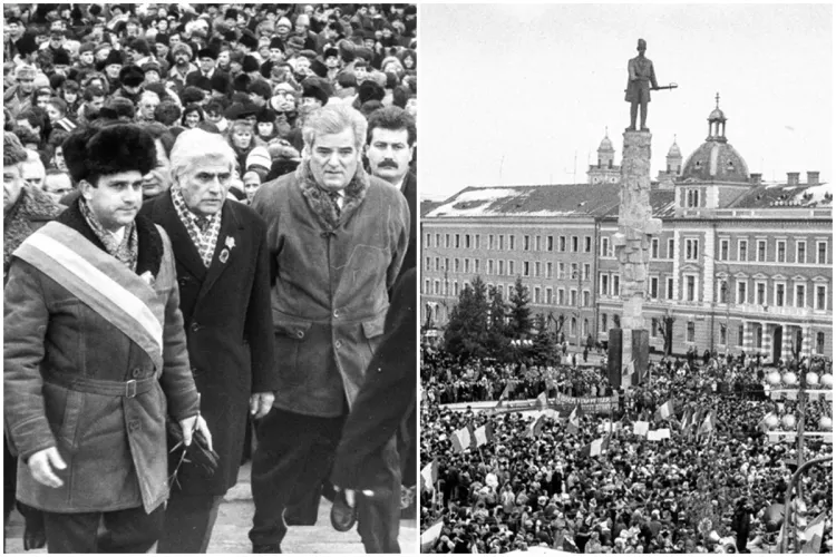 Imagini nemaivăzute din era Funar, de la inaugurarea statuii lui Avram Iancu din 1993. „No, hai ș-om mere la CLUJ”
