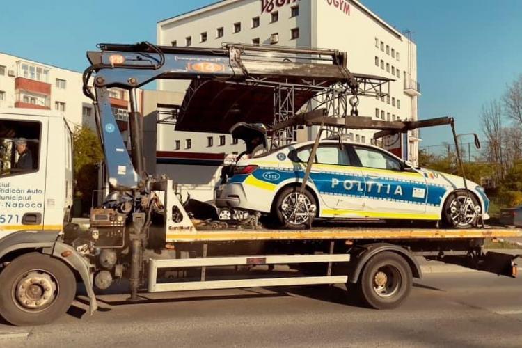 Povestea celor 2 BMW-uri nou-nouțe primite de Poliția Rutieră Cluj. Unul a fost deja făcut praf azi în accidentul de pe str. Teodor Mihali- FOTO