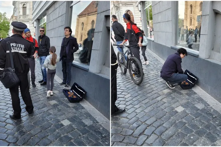 Muzician gonit din centrul Clujului de doi polițiști locali: ”Tristă țară în care trăim!” - FOTO