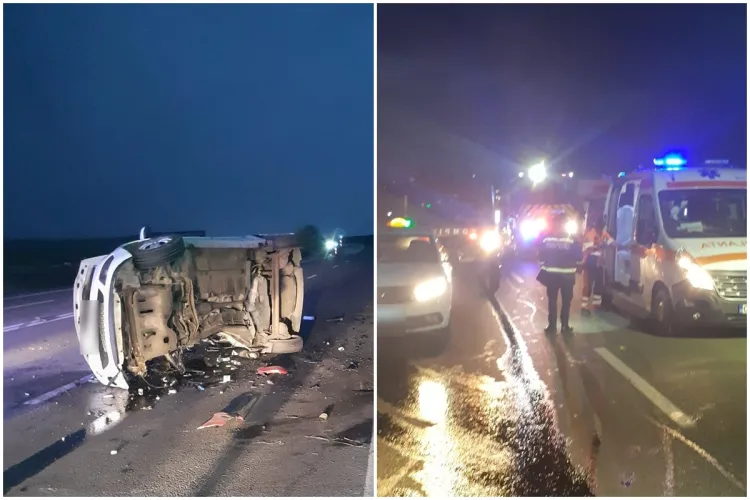 Accident cu impact puternic duminică dimineața, în apropierea Clujului. Una dintre victime, blocată între fiare și mai apoi dusă la spital