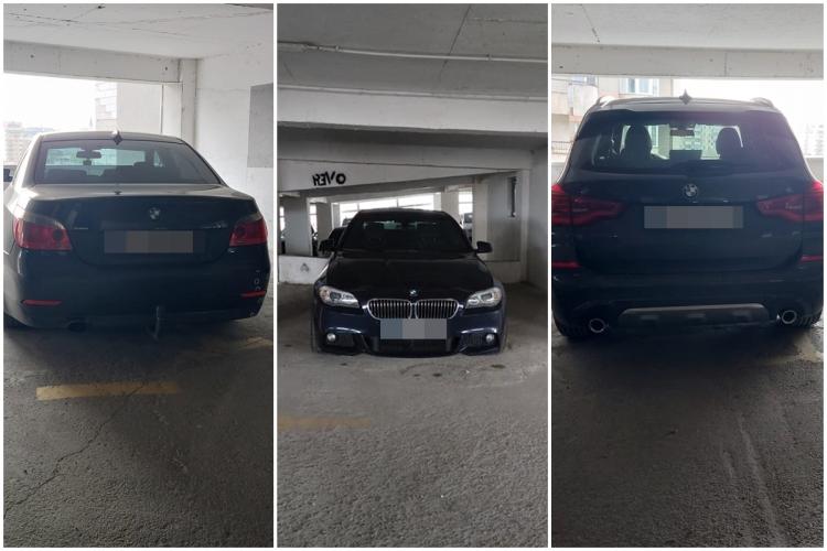 Serie incredibilă de mașini parcate fără bunul simț, în incinta unei săli de fitness din Mărăști: „Cum de numa' … parchează pe două locuri?”