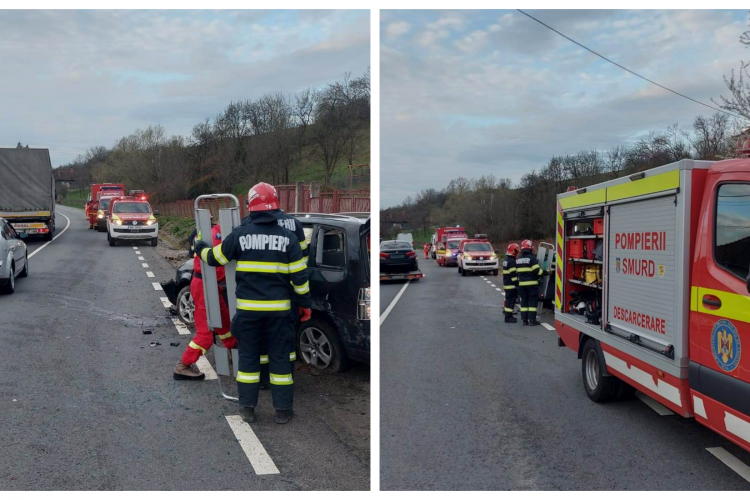 FOTO. Accident grav în Mihăiești, Cluj! Patru persoane au fost transportate la spital, printre care și un minor