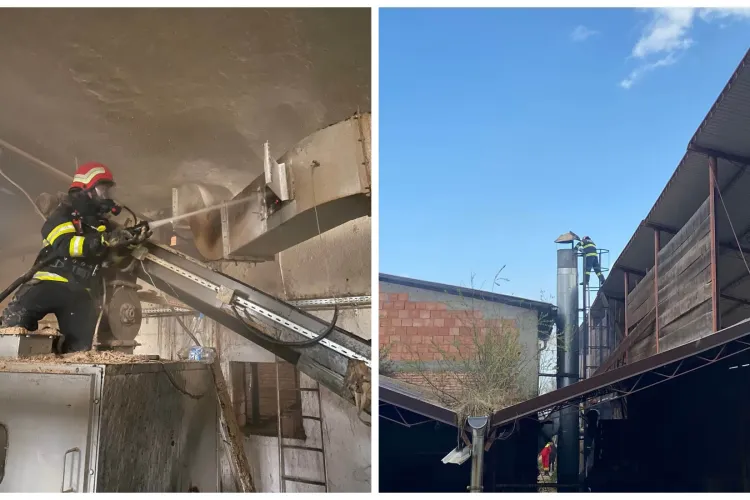  FOTO. Incendiu la o hală din comuna Sâncraiu, Cluj! Au intervenit pompierii cu două autospeciale