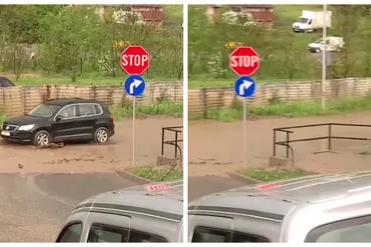 Intersecție inundată la Cluj-Napoca! ”La ce șantiere avem în Cluj-Napoca, avem oraș smart cu autospălare!” - VIDEO