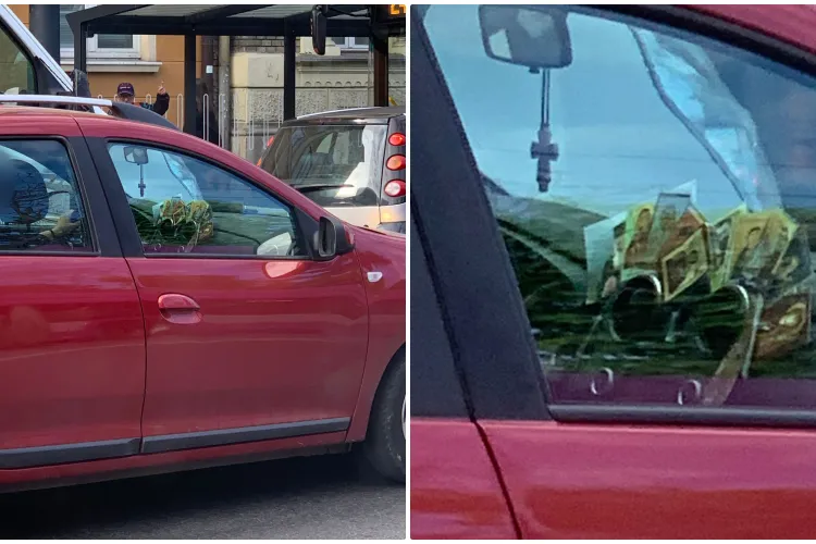 Bordul unei mașini din Cluj arată ca un altar: ”Înțeleg să aibă o cruce, nu toate cartoanele!” - FOTO