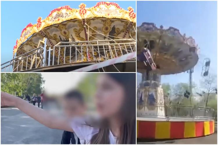 VIDEO. Clipele de coșmar din momentul prăbușirii unui carusel dintr-un parc distracții! „Caruselul groazei” s-a înclinat, iar mai apoi s-a prăbușit complet