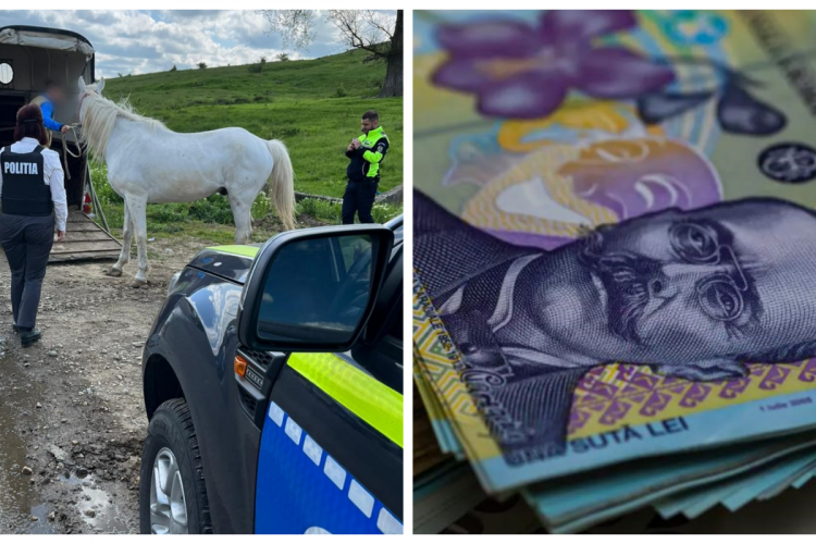 Cal lăsat liber, confiscat de polițiștii din Cluj. Proprietarul a fost amendat - FOTO