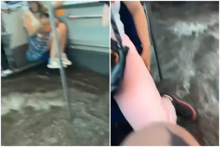 „Titanic” de Cluj - Nu sunt scene din filmul celebru, ci dintr-un autobuz CTP. Inundațiile din parcarea de la VIVO au cuprins un autobuz întreg. VIDEO